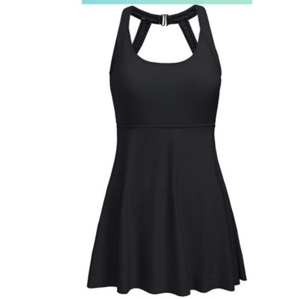 Women's Swimdress Skirted Swimsuit Tummy Control Open Back Modest Bathing Suit